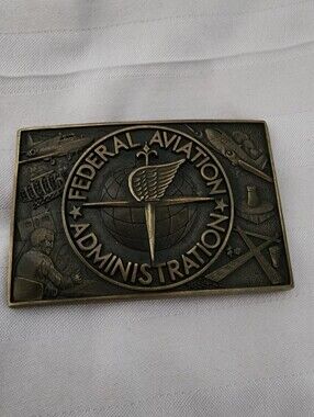 Federal Aviation Administration Brass Belt Buckle - Antique Bronze Finish